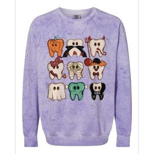 Spooky Halloween Dentist Funny Teeth Crewneck Halloween Colorblast Crewneck Sweatshirt