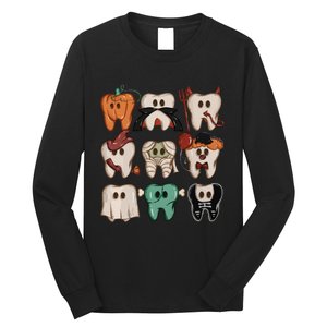 Spooky Halloween Dentist Funny Teeth Crewneck Halloween Long Sleeve Shirt