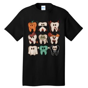 Spooky Halloween Dentist Funny Teeth Crewneck Halloween Tall T-Shirt