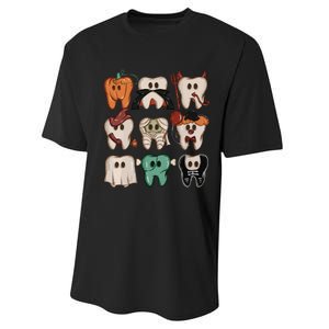 Spooky Halloween Dentist Funny Teeth Crewneck Halloween Performance Sprint T-Shirt