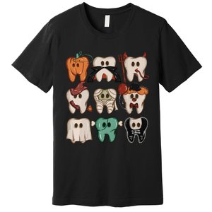 Spooky Halloween Dentist Funny Teeth Crewneck Halloween Premium T-Shirt