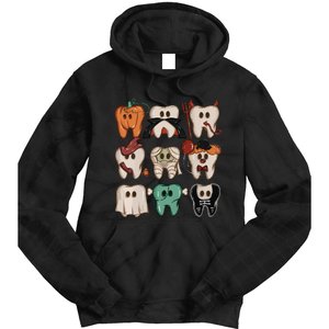 Spooky Halloween Dentist Funny Teeth Crewneck Halloween Tie Dye Hoodie