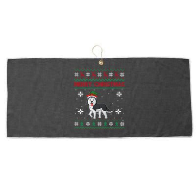 Siberian Husky Dog Lover Girls Boys Ugly Xmas Sweater Gift Large Microfiber Waffle Golf Towel