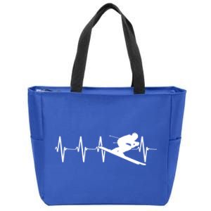 Ski Heartbeat Downhill Skiing Skier Gift Ski Bum Gift Zip Tote Bag