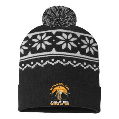 Sloth Hiking Design Sloth Hiking Team USA-Made Snowflake Beanie