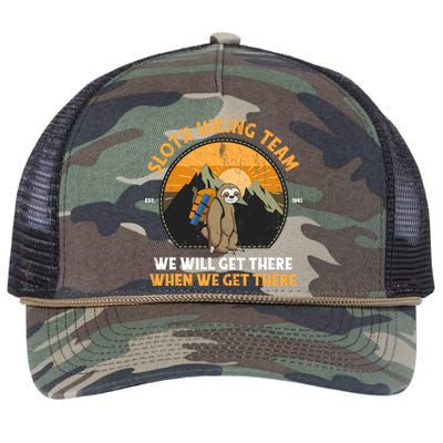 Sloth Hiking Design Sloth Hiking Team Retro Rope Trucker Hat Cap