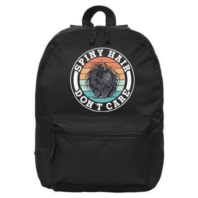 Spiny Hair Dont Care Porcupine Animal Cute Porcupines 16 in Basic Backpack