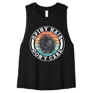 Spiny Hair Dont Care Porcupine Animal Cute Porcupines Women's Racerback Cropped Tank