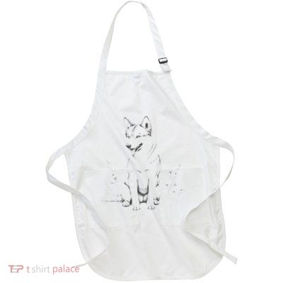 Siberian Husky Dog Design Idea Women Full-Length Apron With Pockets