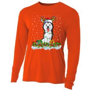 Siberian Husky Dog Xmas Light Santa Siberian Husky Christmas Gift Cooling Performance Long Sleeve Crew