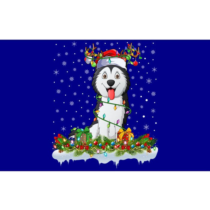 Siberian Husky Dog Xmas Light Santa Siberian Husky Christmas Gift Bumper Sticker