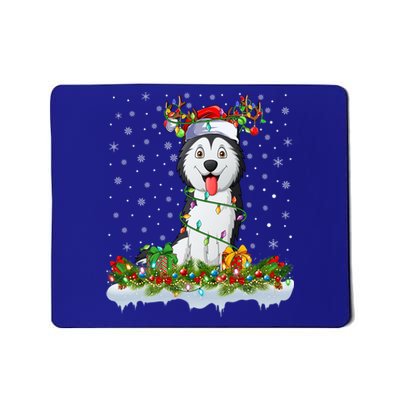 Siberian Husky Dog Xmas Light Santa Siberian Husky Christmas Gift Mousepad