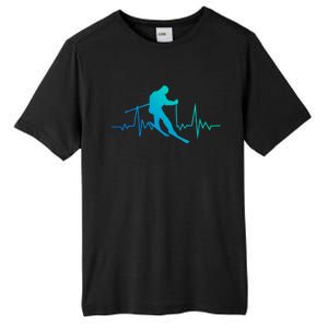 Skiing Heartbeat Downhill Ski Jumping Skiing Winter Sport Funny Gift Tall Fusion ChromaSoft Performance T-Shirt