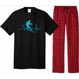 Skiing Heartbeat Downhill Ski Jumping Skiing Winter Sport Funny Gift Pajama Set