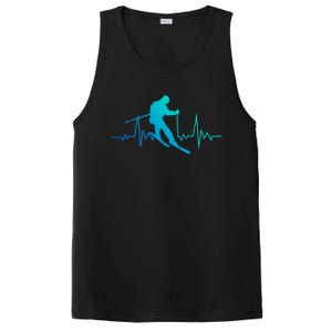 Skiing Heartbeat Downhill Ski Jumping Skiing Winter Sport Funny Gift PosiCharge Competitor Tank