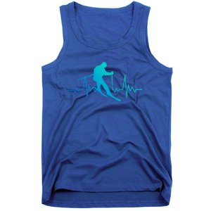 Skiing Heartbeat Downhill Ski Jumping Skiing Winter Sport Funny Gift Tank Top