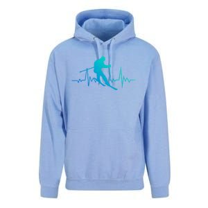 Skiing Heartbeat Downhill Ski Jumping Skiing Winter Sport Funny Gift Unisex Surf Hoodie