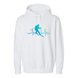 Skiing Heartbeat Downhill Ski Jumping Skiing Winter Sport Funny Gift Garment-Dyed Fleece Hoodie