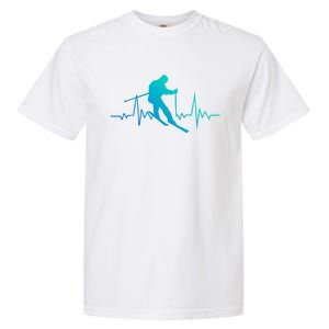 Skiing Heartbeat Downhill Ski Jumping Skiing Winter Sport Funny Gift Garment-Dyed Heavyweight T-Shirt