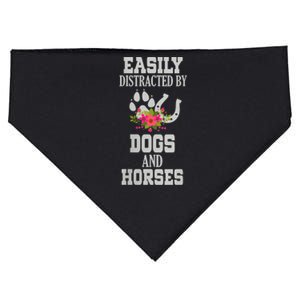 S Horse Dog Easily Distracted By Dogs And Horses Vneck USA-Made Doggie Bandana