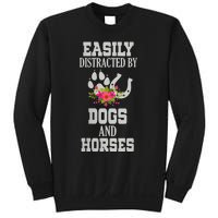 S Horse Dog Easily Distracted By Dogs And Horses Vneck Sweatshirt