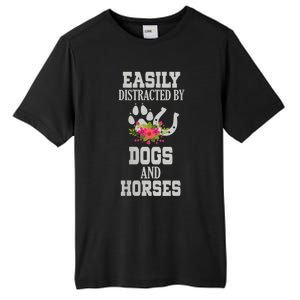 S Horse Dog Easily Distracted By Dogs And Horses Vneck Tall Fusion ChromaSoft Performance T-Shirt