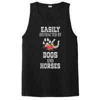 S Horse Dog Easily Distracted By Dogs And Horses Vneck PosiCharge Competitor Tank