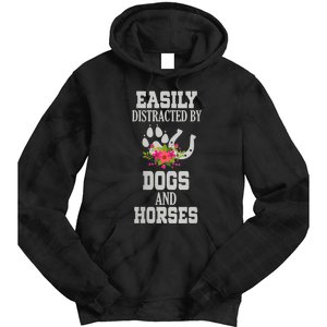 S Horse Dog Easily Distracted By Dogs And Horses Vneck Tie Dye Hoodie