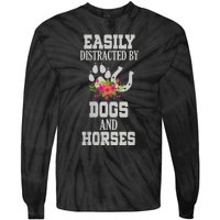 S Horse Dog Easily Distracted By Dogs And Horses Vneck Tie-Dye Long Sleeve Shirt