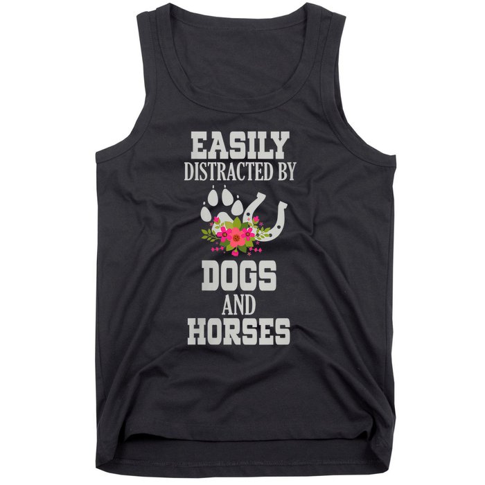 S Horse Dog Easily Distracted By Dogs And Horses Vneck Tank Top