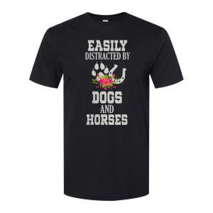 S Horse Dog Easily Distracted By Dogs And Horses Vneck Softstyle CVC T-Shirt