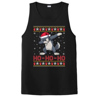 Santa Hat Dabbing Wolf Ho Ho Ho Funny Ugly Christmas Gift PosiCharge Competitor Tank