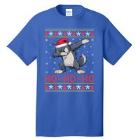 Santa Hat Dabbing Wolf Ho Ho Ho Funny Ugly Christmas Gift Tall T-Shirt