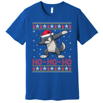 Santa Hat Dabbing Wolf Ho Ho Ho Funny Ugly Christmas Gift Premium T-Shirt