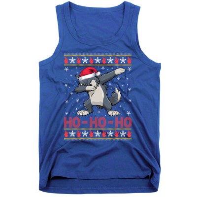 Santa Hat Dabbing Wolf Ho Ho Ho Funny Ugly Christmas Gift Tank Top