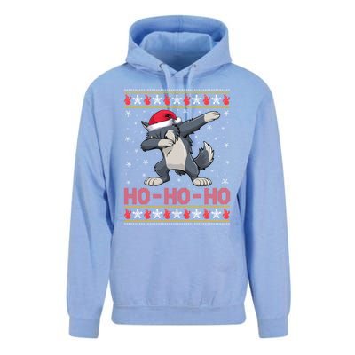 Santa Hat Dabbing Wolf Ho Ho Ho Funny Ugly Christmas Gift Unisex Surf Hoodie