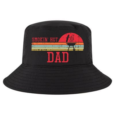 Smokin Hot Dad Chest Sunset Retro Grill Bbq Daddy Papa Cool Comfort Performance Bucket Hat