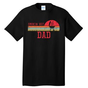 Smokin Hot Dad Chest Sunset Retro Grill Bbq Daddy Papa Tall T-Shirt