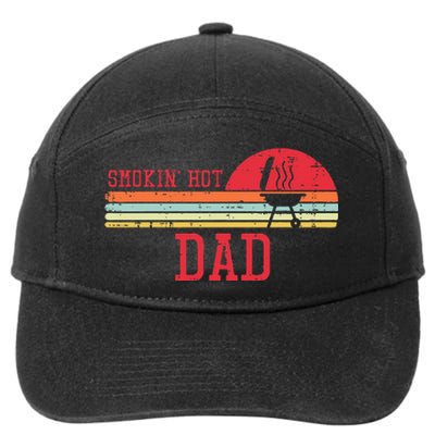 Smokin Hot Dad Chest Sunset Retro Grill Bbq Daddy Papa 7-Panel Snapback Hat