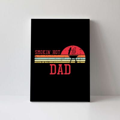 Smokin Hot Dad Chest Sunset Retro Grill Bbq Daddy Papa Canvas