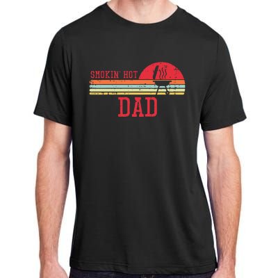 Smokin Hot Dad Chest Sunset Retro Grill Bbq Daddy Papa Adult ChromaSoft Performance T-Shirt