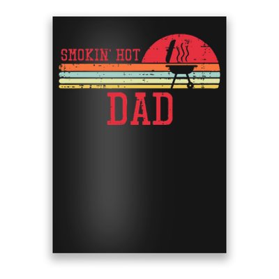 Smokin Hot Dad Chest Sunset Retro Grill Bbq Daddy Papa Poster