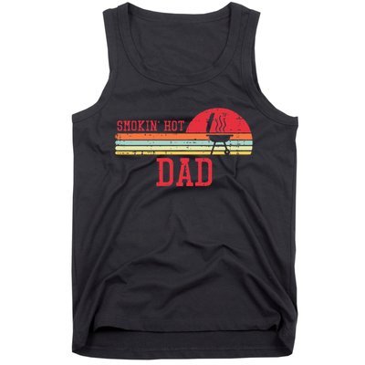 Smokin Hot Dad Chest Sunset Retro Grill Bbq Daddy Papa Tank Top