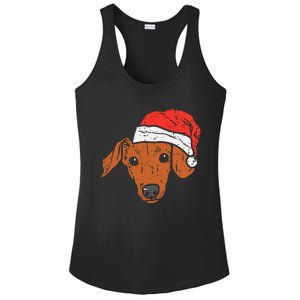 Santa Hat Dachshund Christmas Xmas Wiener Weiner Dog Ladies PosiCharge Competitor Racerback Tank