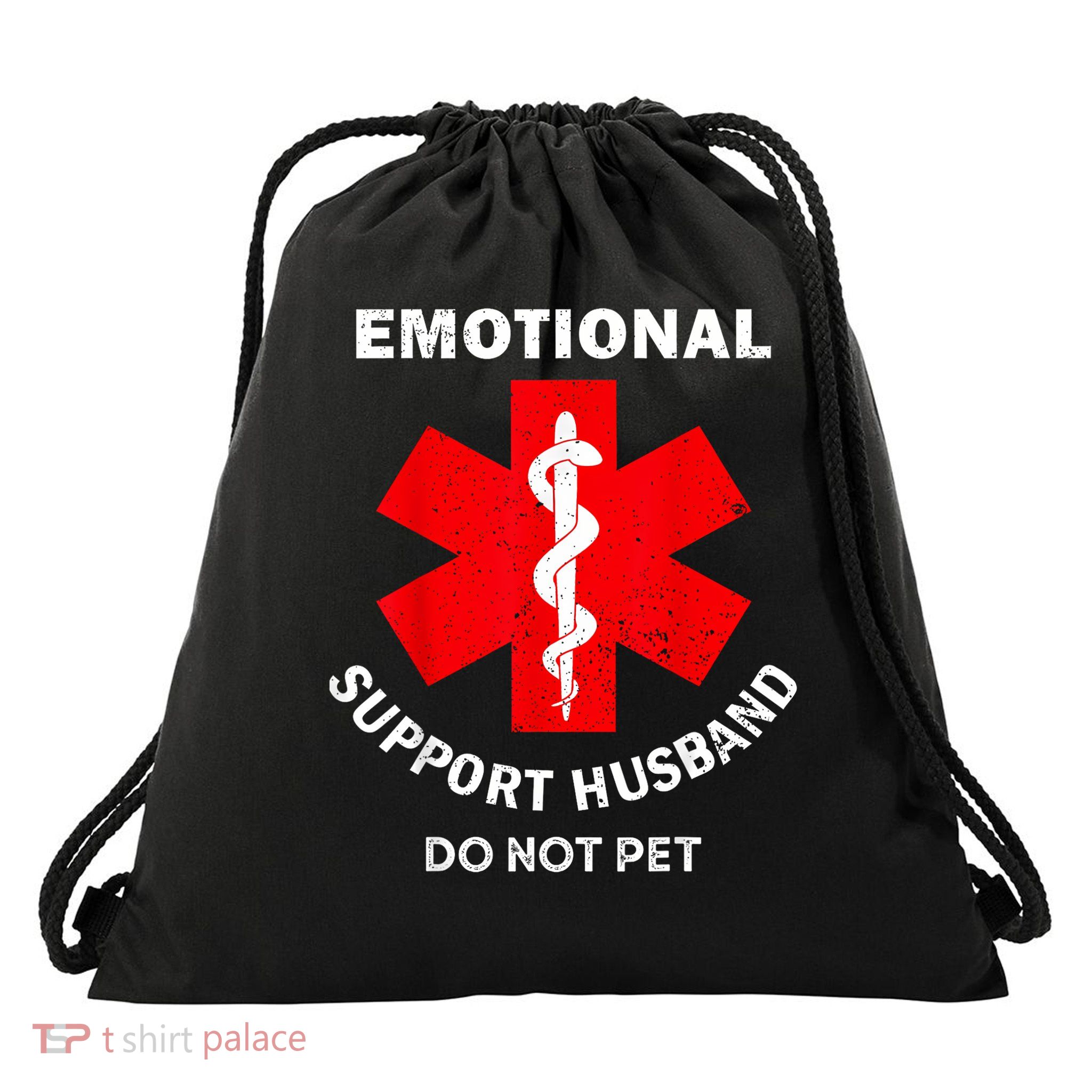 Support Husband Do Not Pet Drawstring Bag