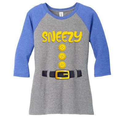 Sneezy Halloween Dwarf Costume Color Matching Women's Tri-Blend 3/4-Sleeve Raglan Shirt