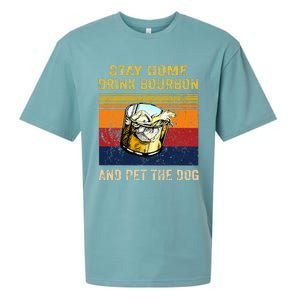 Stay Home Drink Bourbon And Pet The Dog Sueded Cloud Jersey T-Shirt