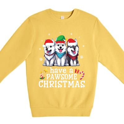 Siberian Husky Dogs Merry Mom Dad Have A Pawsome Christmas Cute Gift Premium Crewneck Sweatshirt