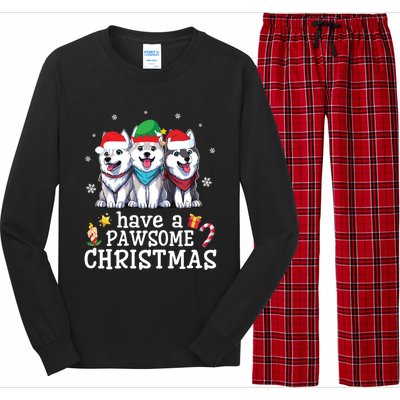 Siberian Husky Dogs Merry Mom Dad Have A Pawsome Christmas Cute Gift Long Sleeve Pajama Set