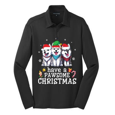 Siberian Husky Dogs Merry Mom Dad Have A Pawsome Christmas Cute Gift Silk Touch Performance Long Sleeve Polo